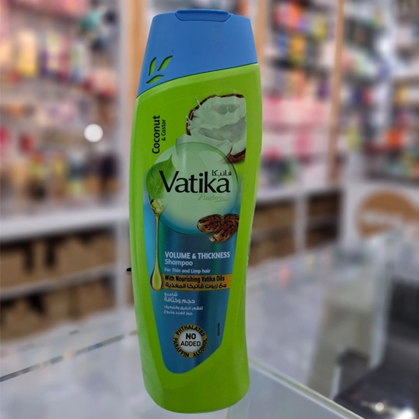 شامپو حجم دهنده واتیکا حاوی روغن نارگیل و کرچک مناسب موهای نازک و ضعیف 400 میل | Vatika coconut and castor shampoo